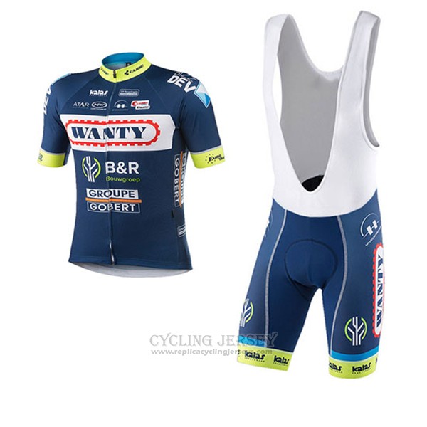 2017 Cycling Jersey Wanty Groupe Gobert Blue Short Sleeve and Bib Short